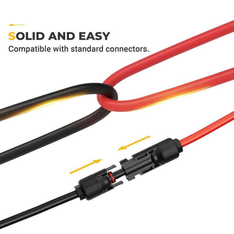 BougeRV 20 Feet 10AWG Solar Extension Cable with Female and Male Connector with Extra Pair of Connectors Solar Panel Adaptor Kit Tool (20FT Red + 20FT Black) - Image 5